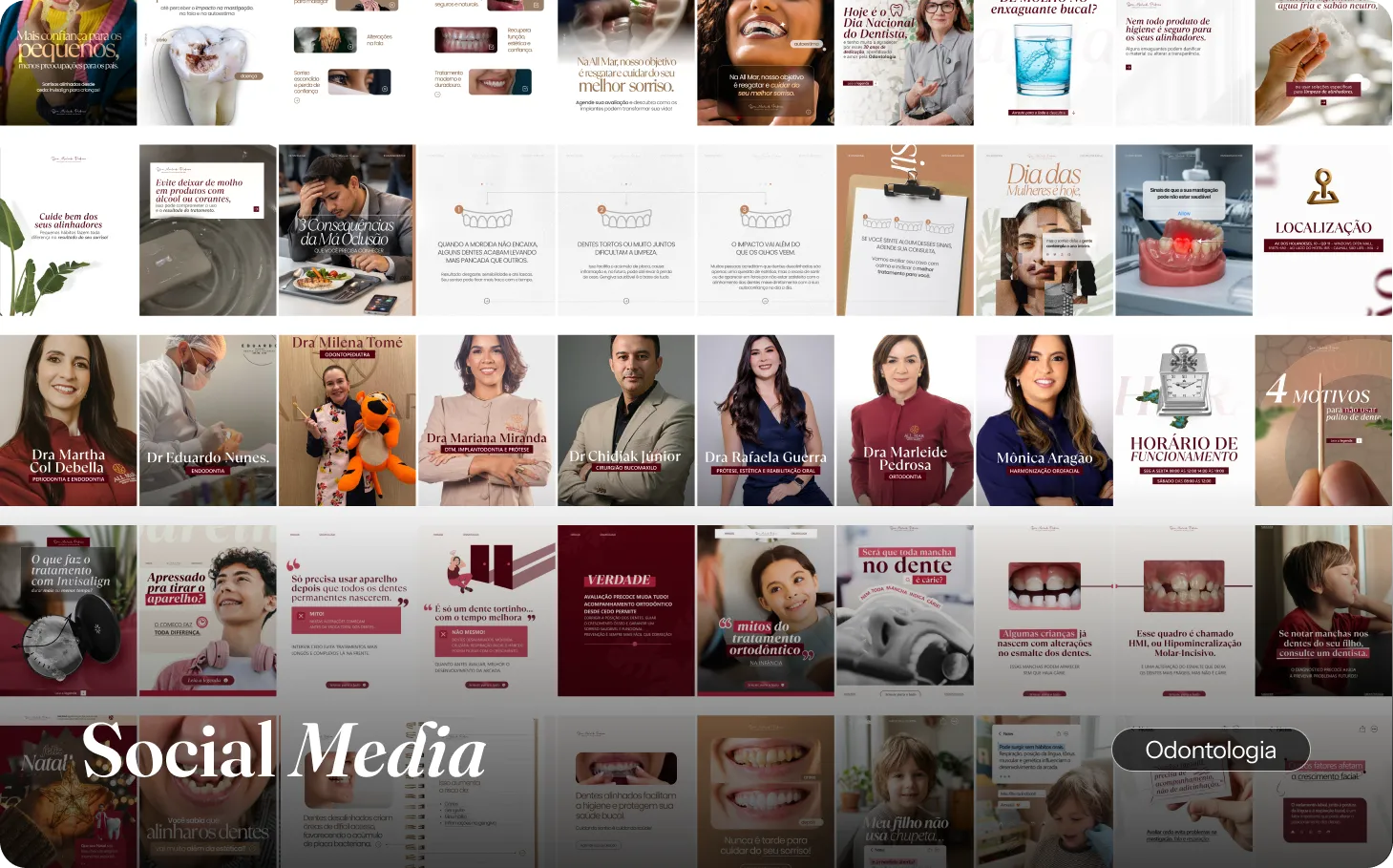 Carrosséis de social media, odontologia
